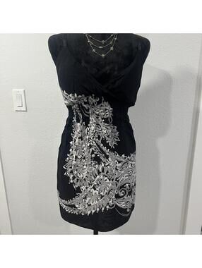 Y2K Love Reign Black Silver Scroll Print Tunic Top